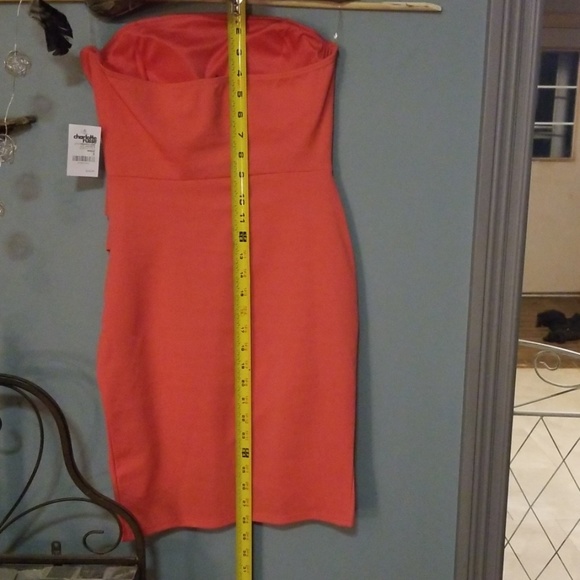 Coral strapless mini dress - Picture 6 of 6